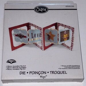 Sizzix Album Accordian Flip 3-D Die 658035 Die with Red and Gray Design NEW
